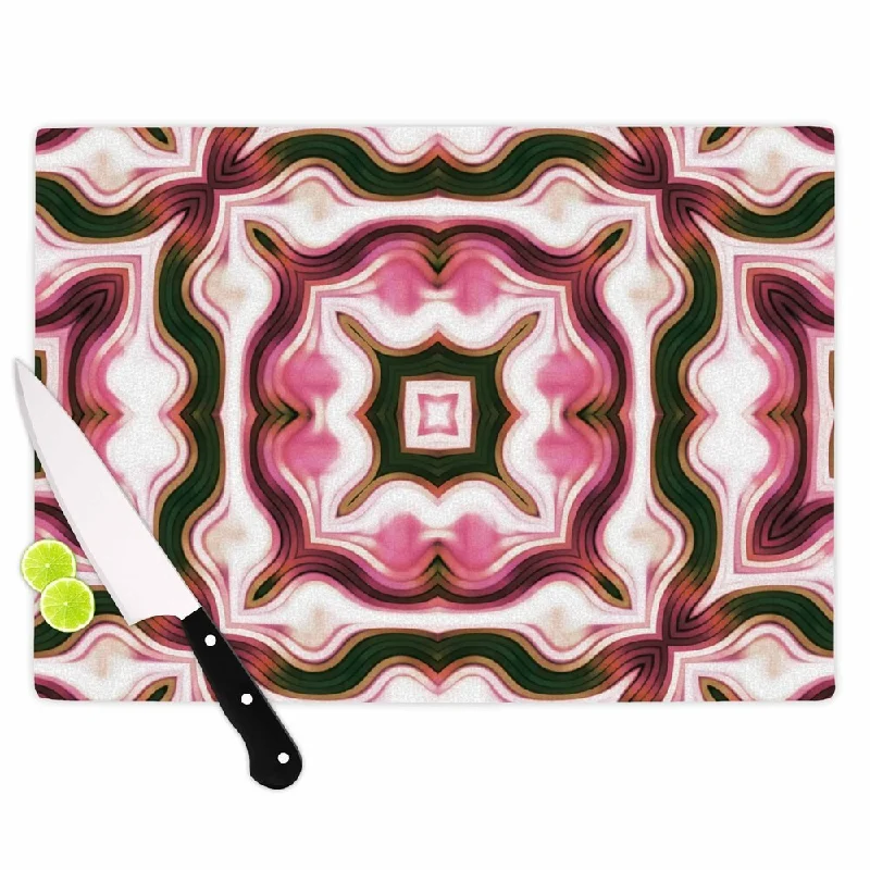 KESS InHouse Dawid Roc 'Vintage Flower Pattern' Pink Abstract Cutting Board