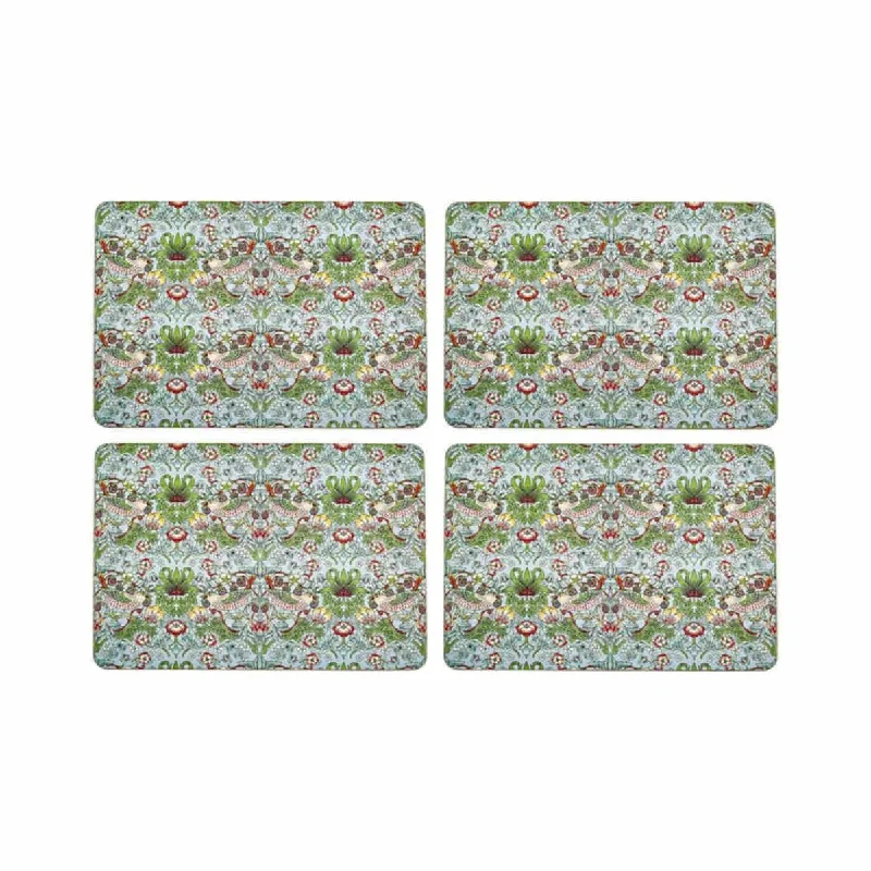 Nostalgic Strawberry Thief Aqua Placemats Set of 4