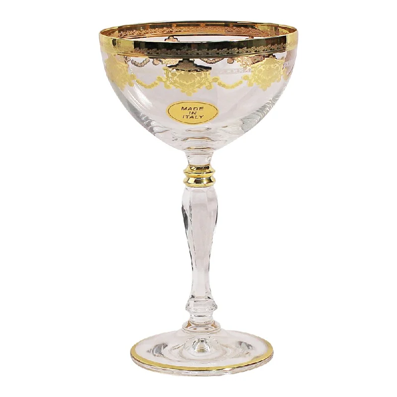 Lorren Home Trend Francesca Series Gold Design 6-piece Champagne/Dessert Goblet Set