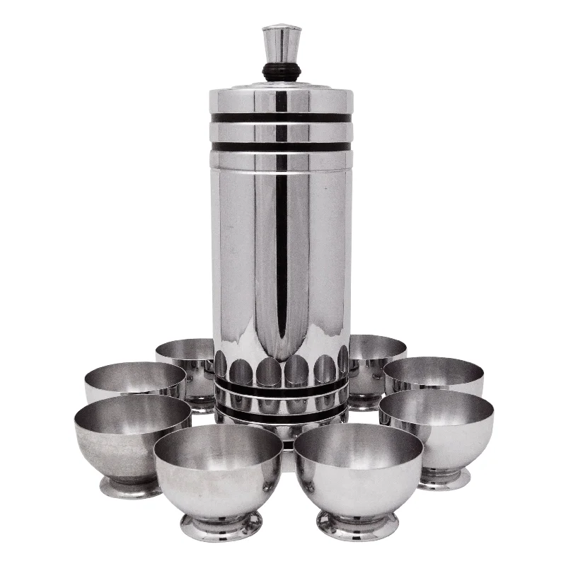 Chase Gaiety Chrome Black Lines Cocktail Shaker Set