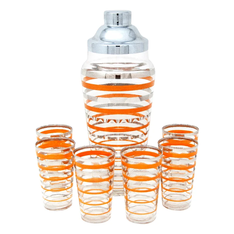 Orange & Silver Rings Cocktail Shaker Set