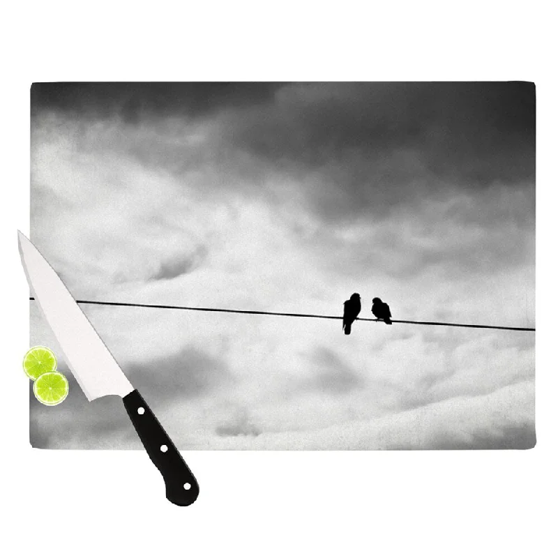 Kess InHouse Debbra Obertanec 'Friendship' Black and White Glass Cutting Board