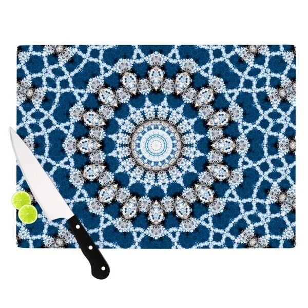 Kess InHouse Iris Lehnhardt 'Mandala II' Blue Abstract Cutting Board