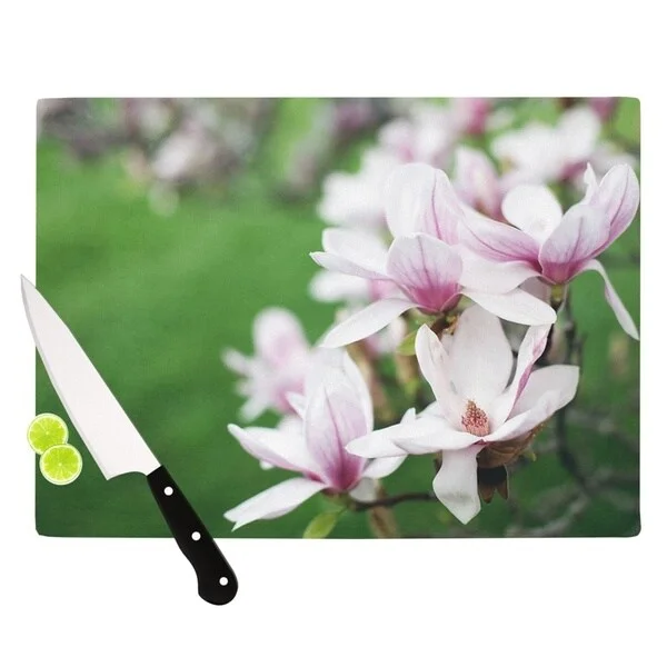 Kess InHouse Angie Turner "Magnolias" Pink Green Cutting Board