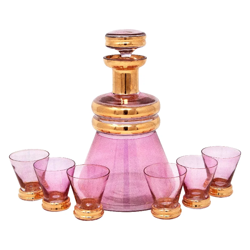 Pink & Gold Decanter Set