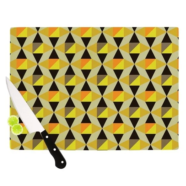 KESS InHouse Louise Machado "Onyx" Yellow Black Cutting Board