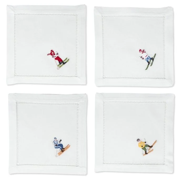 Skiers Cocktail Napkins Set of 4