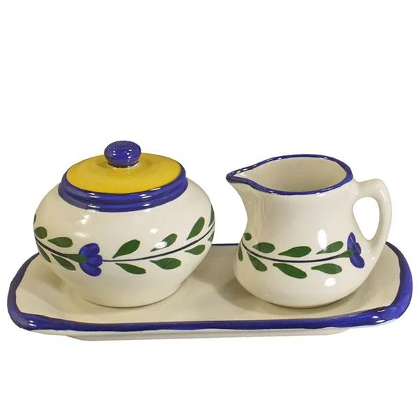 Sugar and Creamer Set - White & Yellow & Blue & Green | Bella Flora