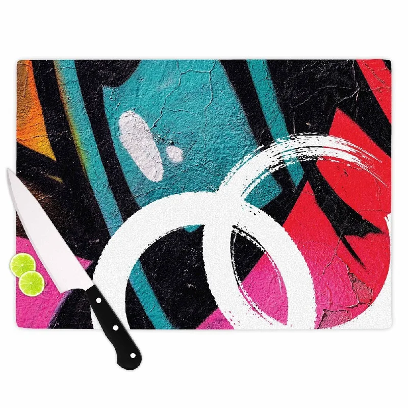 Kess InHouse Just L 'Channel Zero' Multicolored Glass Illustration Cutting Board