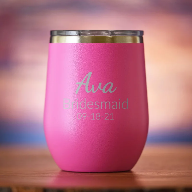 Bridesmaid Personalized Stemless Wine Travel Tumbler Gift