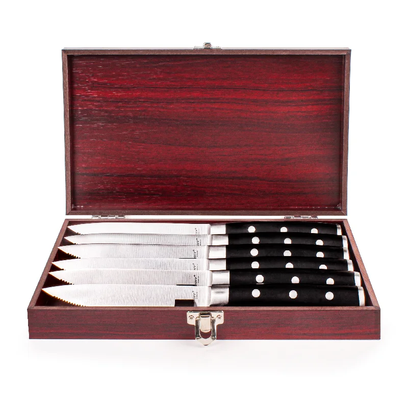 BergHOFF Essentials Classico 7pc Stainless Steel Steak Knife Set With Wood Case, 5"