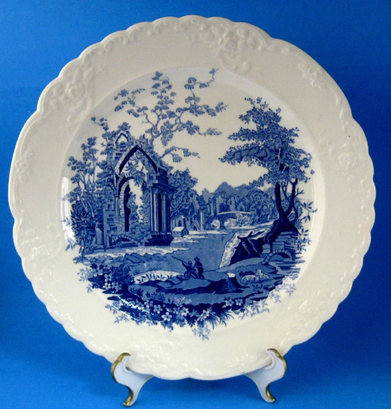 Blue Transferware Dinner Plate English Abbey Taylor Smith And Taylor 1920s