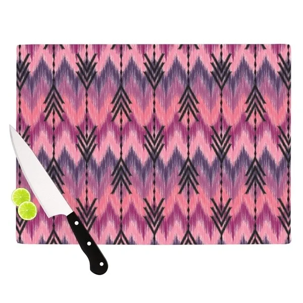 Kess InHouse Amanda Lane "Indigo Orchid Chevron Arrows" Pink Purple Cutting Board