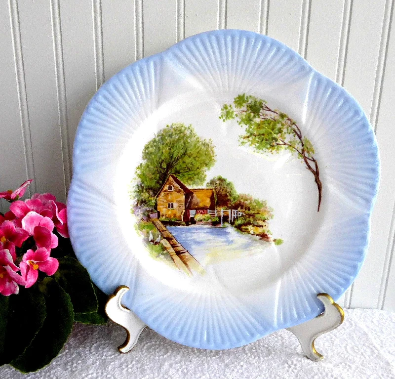 Shelley England Dainty Cabinet Plate Old Mill Charger 11 Inch Plate 1950s Blue