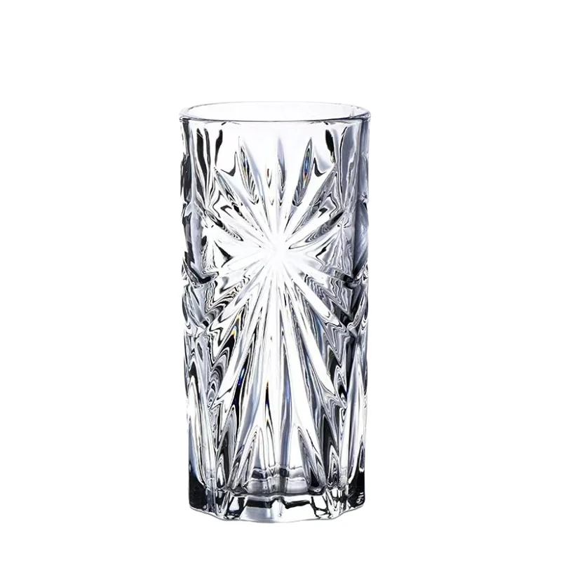 300ML-Retro Embossed Cocktail Glass Glass Long Drink Glass Collin Glass Juice Glass Ice Pattern Glass