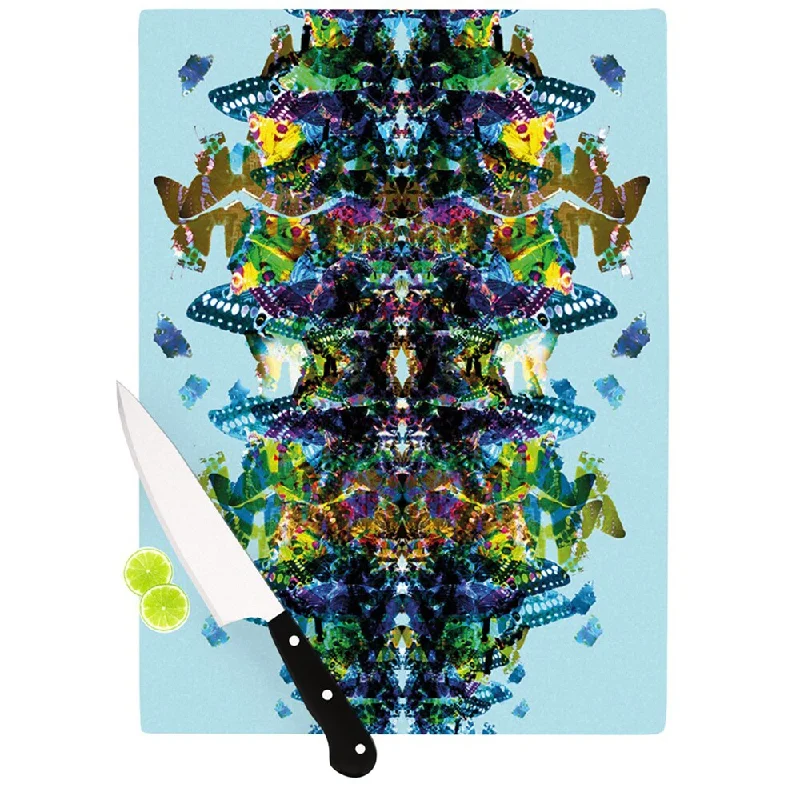 KESS InHouse Danii Pollehn 'Butterfly' Blue Rainbow Cutting Board