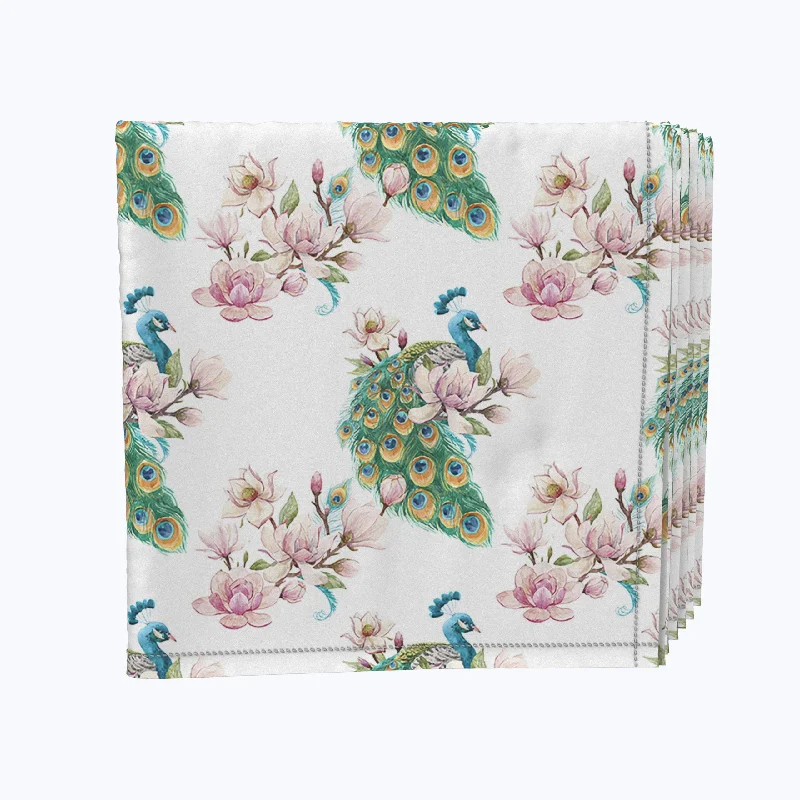 Watercolor Peacocks & Flowers Napkins