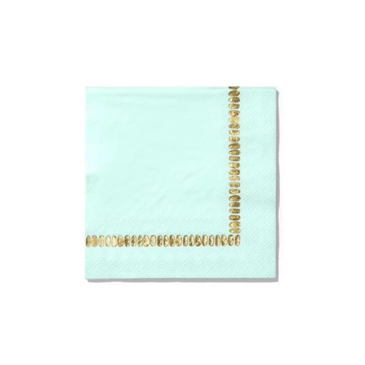 Mint Green & Gold Brushstroke Dessert Napkins 25ct