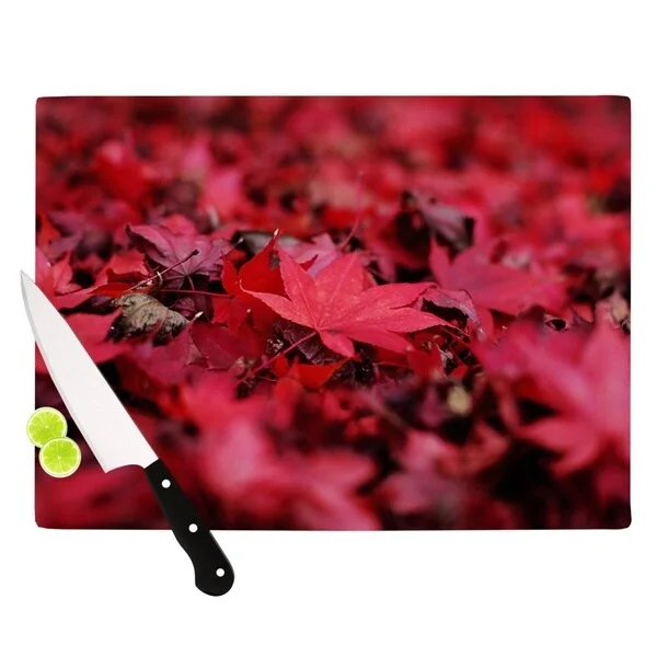 Kess InHouse Angie Turner "Red Leaves" Maroon Leaf Cutting Board