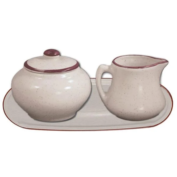 Sugar and Creamer Set - Beige with Brown | Della Terra