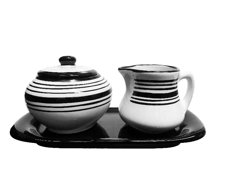 Sugar and Creamer Set - White & Black | Tuxedo