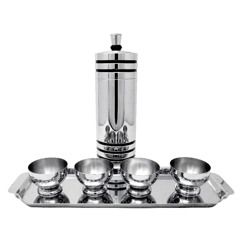 Chase Gaiety Chrome Black Lines Cocktail Shaker Set