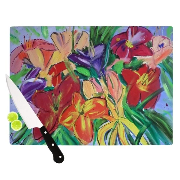 KESS InHouse Cathy Rodgers 'Matisse Styled Lillies' Rainbow Flower Cutting Board