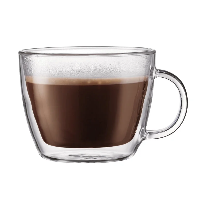 Bodum Bistro Double Wall 15.2 oz Latte Glass Mug, Set of 2