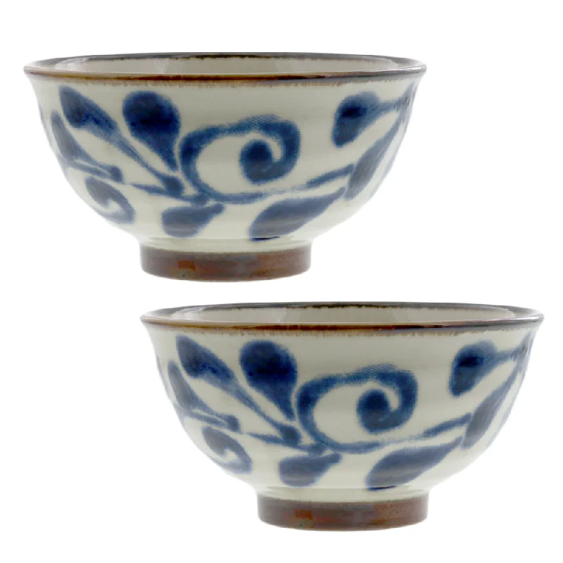 Ryukyukarakusa 6" Donburi Bowls Set of 2 - Blue