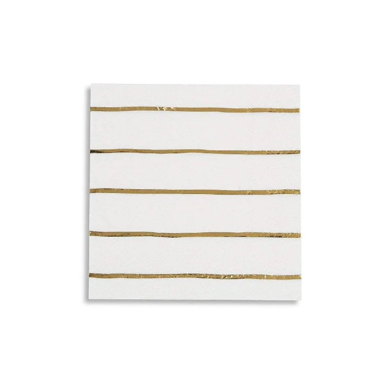 Metallic Gold Striped Small Napkins 16ct