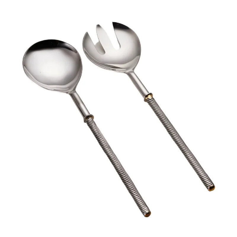 Epicurean Cuisine Twist Salad Servers Set Silver 2 Piece