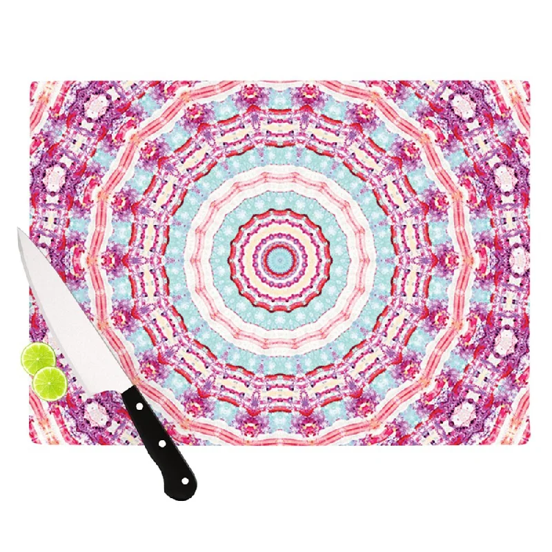 Kess InHouse Iris Lehnhardt 'Happy' Circle Pink Tempered Glass Cutting Board