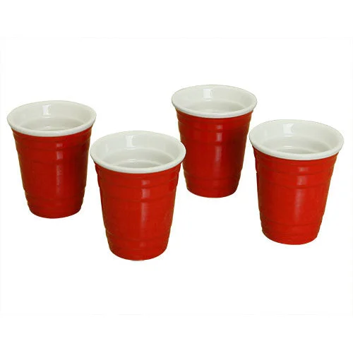 Mini Red Cup Shot Glasses Set - 4 Pack