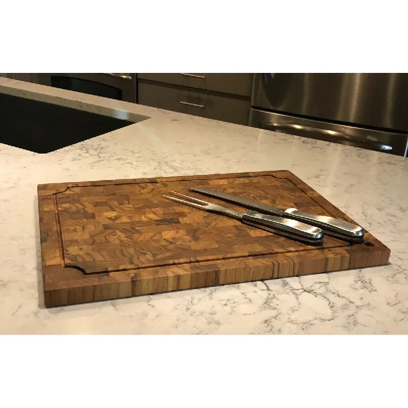 Curated Maison Rectangular Teak Cutting Board with Juice Groove - Rectangular Teak