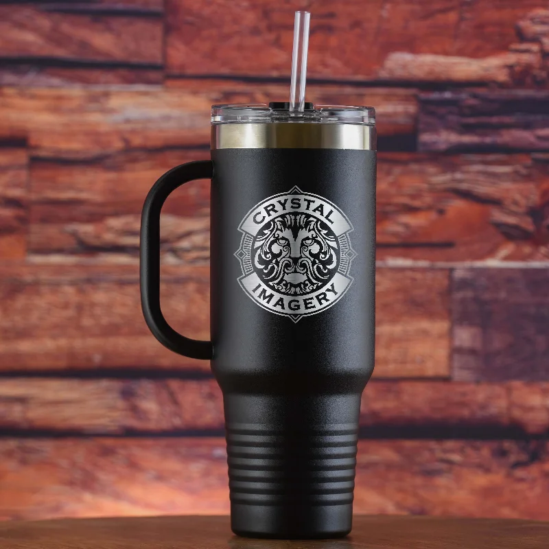 Your Logo 40 oz Travel Mug With Handle, Straw Included