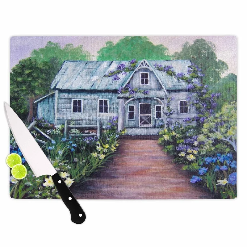 KESS InHouse Cyndi Steen 'Ivy Cottage Again' Grey Purple Cutting Board