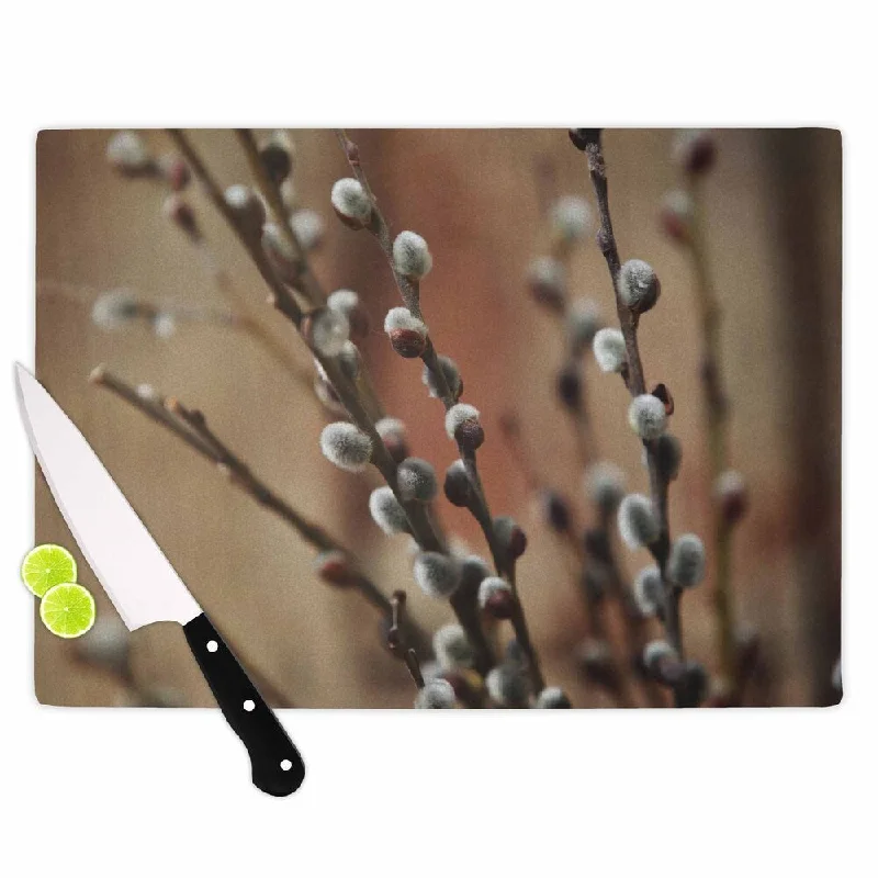 Kess InHouse Angie Turner "Pussy Willows" Brown White Cutting Board