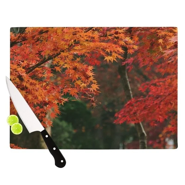 KESS InHouse Catherine McDonald 'Autumn Sonata' Orange Green Cutting Board