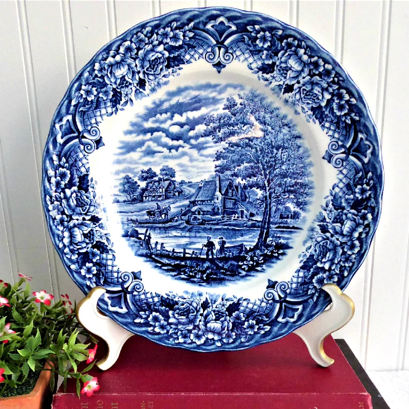 Blue Transferware Plate Homeland Grindley England Ironstone 10 Inch Dinner 1920s