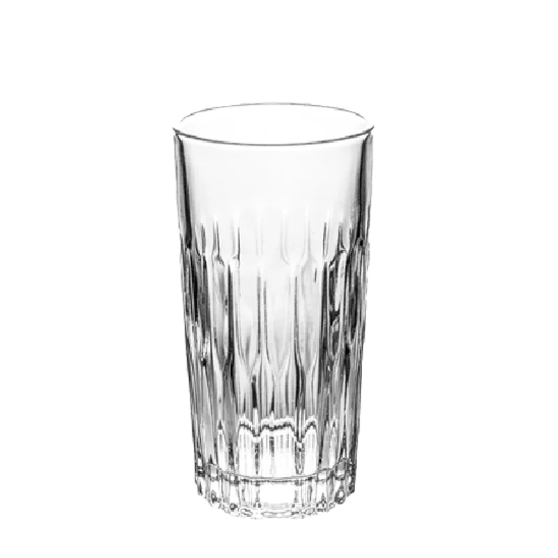 360ML-Retro Embossed Cocktail Glass Glass Long Drink Glass Collin Glass Juice Glass Engraved Striped Glass