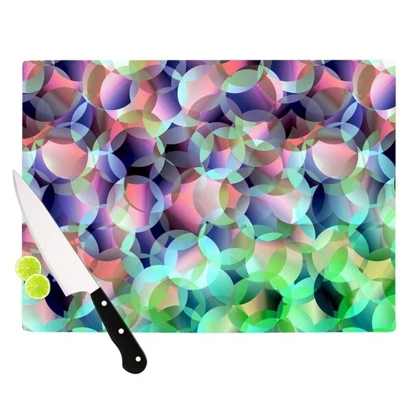 KESS InHouse Gabriela Fuente 'Bubbles' Purple Green Cutting Board