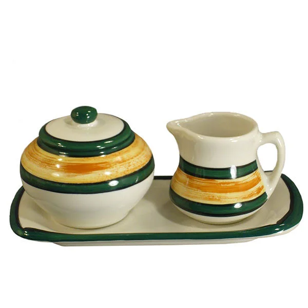 Sugar and Creamer Set - Brown and Green | Terra Patina