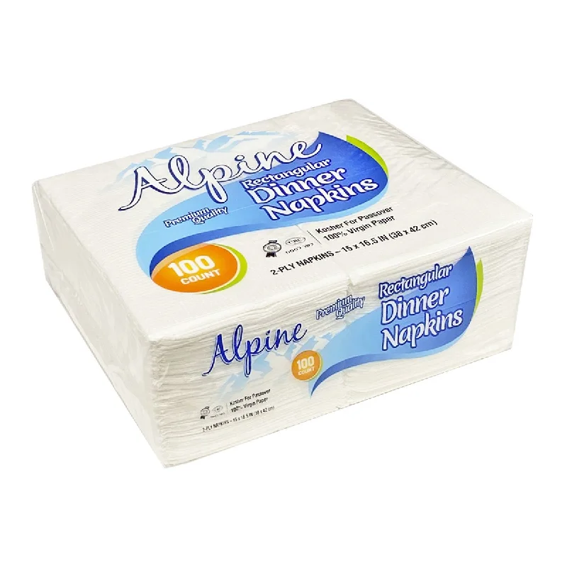 Alpine Rectangular Dinner Napkins - Premium Quality - White (#12914)