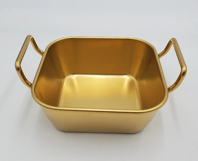 4"x1.75"  S/S SQUARE DISH-GOLD