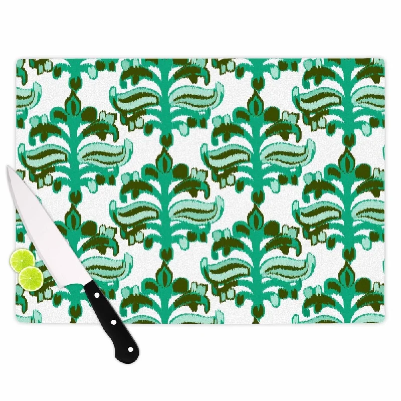 Kess InHouse Amy Reber "Chandelier Ikat" Green White Cutting Board