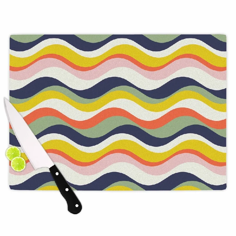 Kess InHouse Gukuuki 'Rainbow Stripes' Multicolored Stripes Tempered Glass Cutting Board