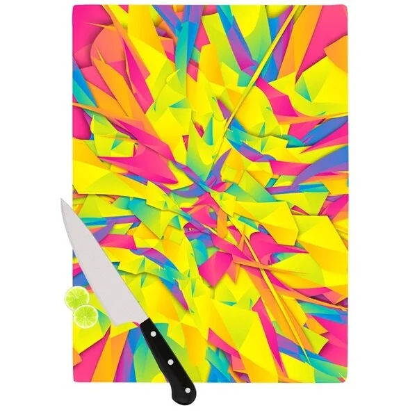 Kess InHouse Danny Ivan 'Bubble Gum Explosion' Pink and Yellow Glass Cutting Board