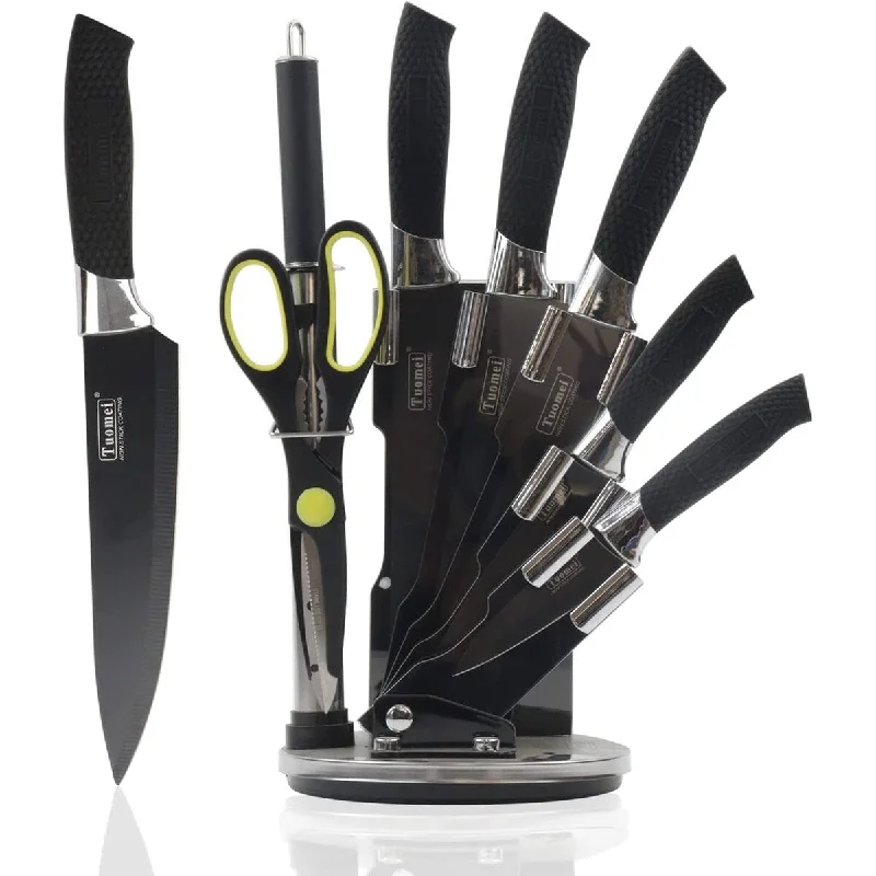 8-Pieces Stainless Steel Chef Knife Set with Acrylic Stand for Kitchen