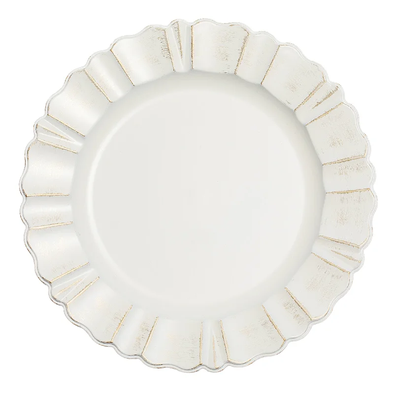 Waved Scalloped Acrylic 13" Charger Plate - Gold & Ivory