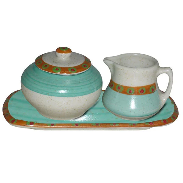 Sugar and Creamer Set - Turquoise and Burnt Orange | Sedona